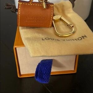 Louis Vuitton Tan Leather Keychain with Gold Accents